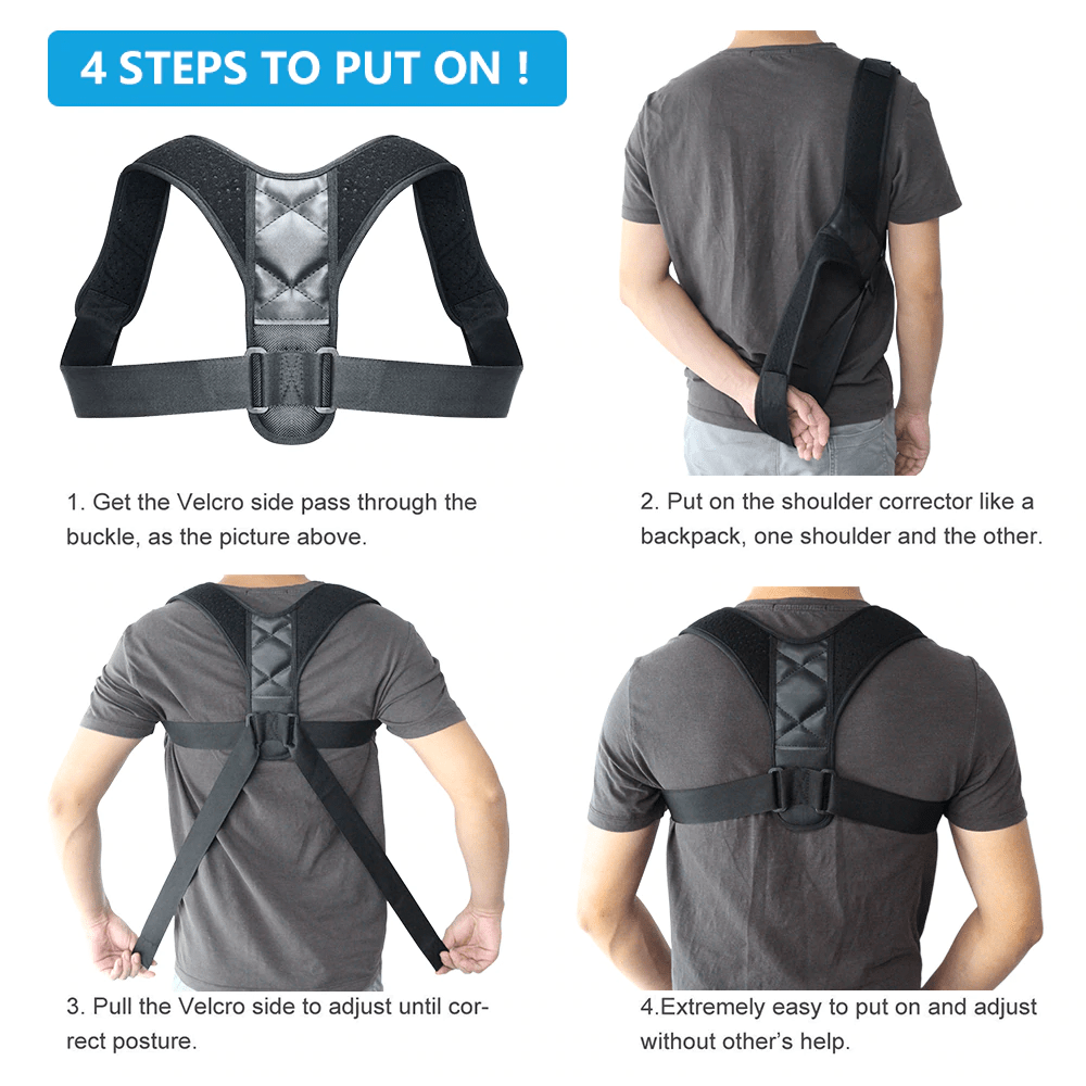 Four steps to put on TrueFit posture corrector